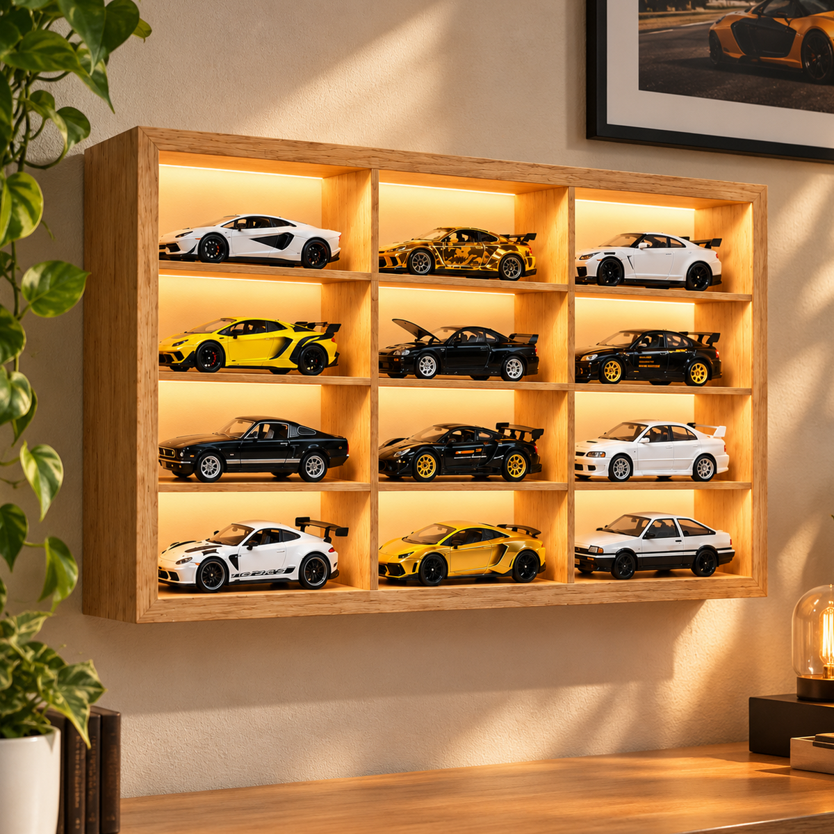 Elite Collector’s Edition: Pine Wood LED Display For Cars