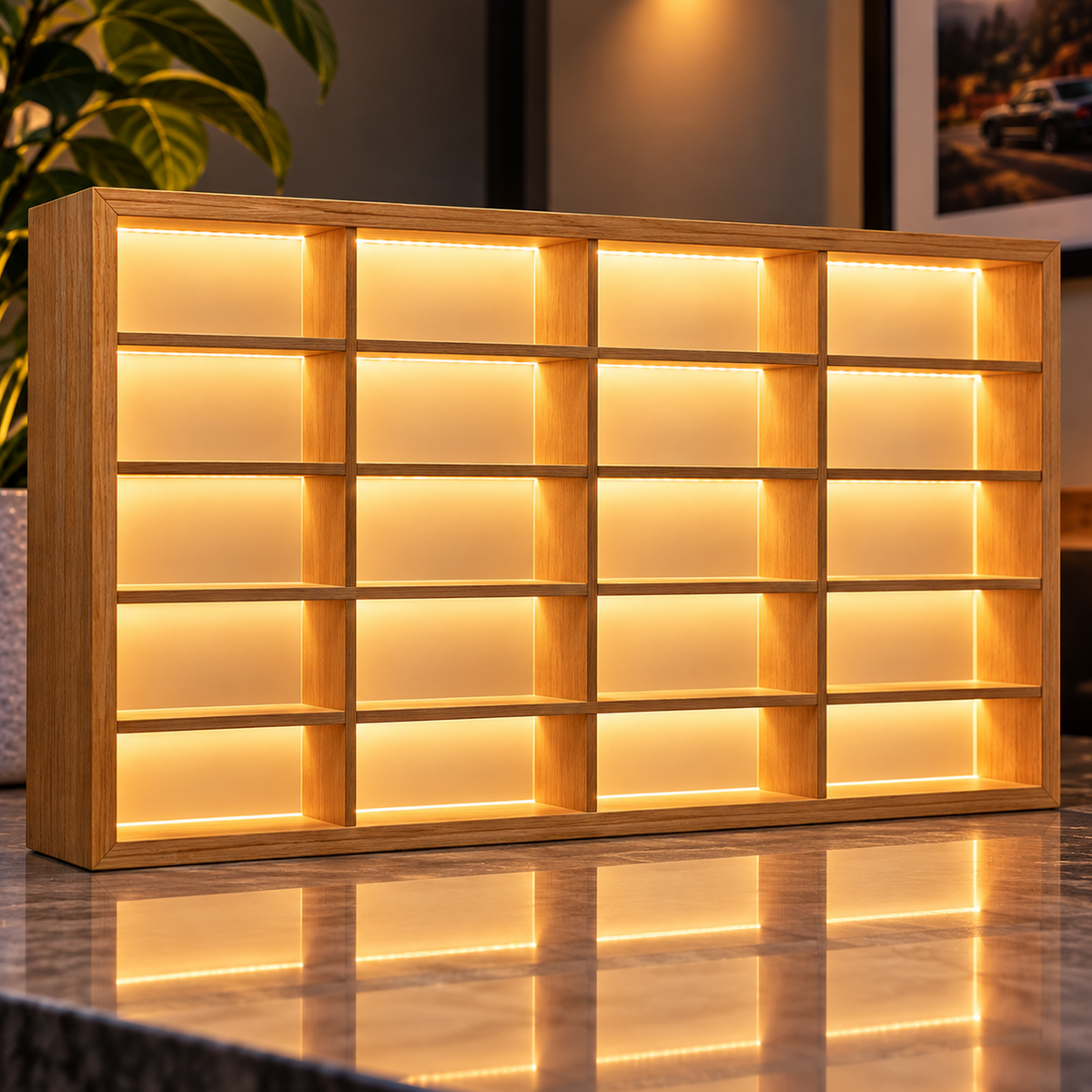 Elite Collector’s Edition: Pine Wood LED Display For Cars