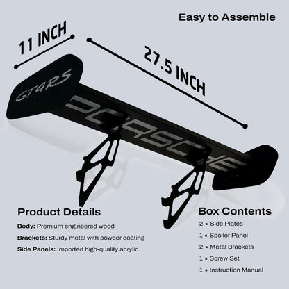 GT4 RS Spoiler Shelf for Wall –  Spoiler Shelf for Home, Office, Garage | Race Car Inspired Display Wall Shelf