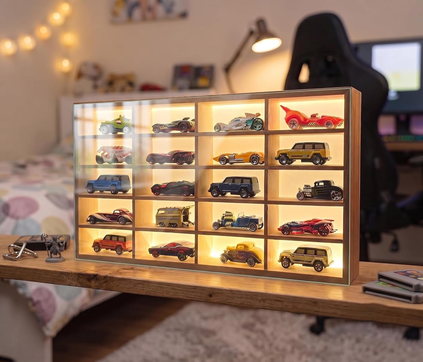 20-Compartment Die Cast Wooden Display Case - (Without Cars)