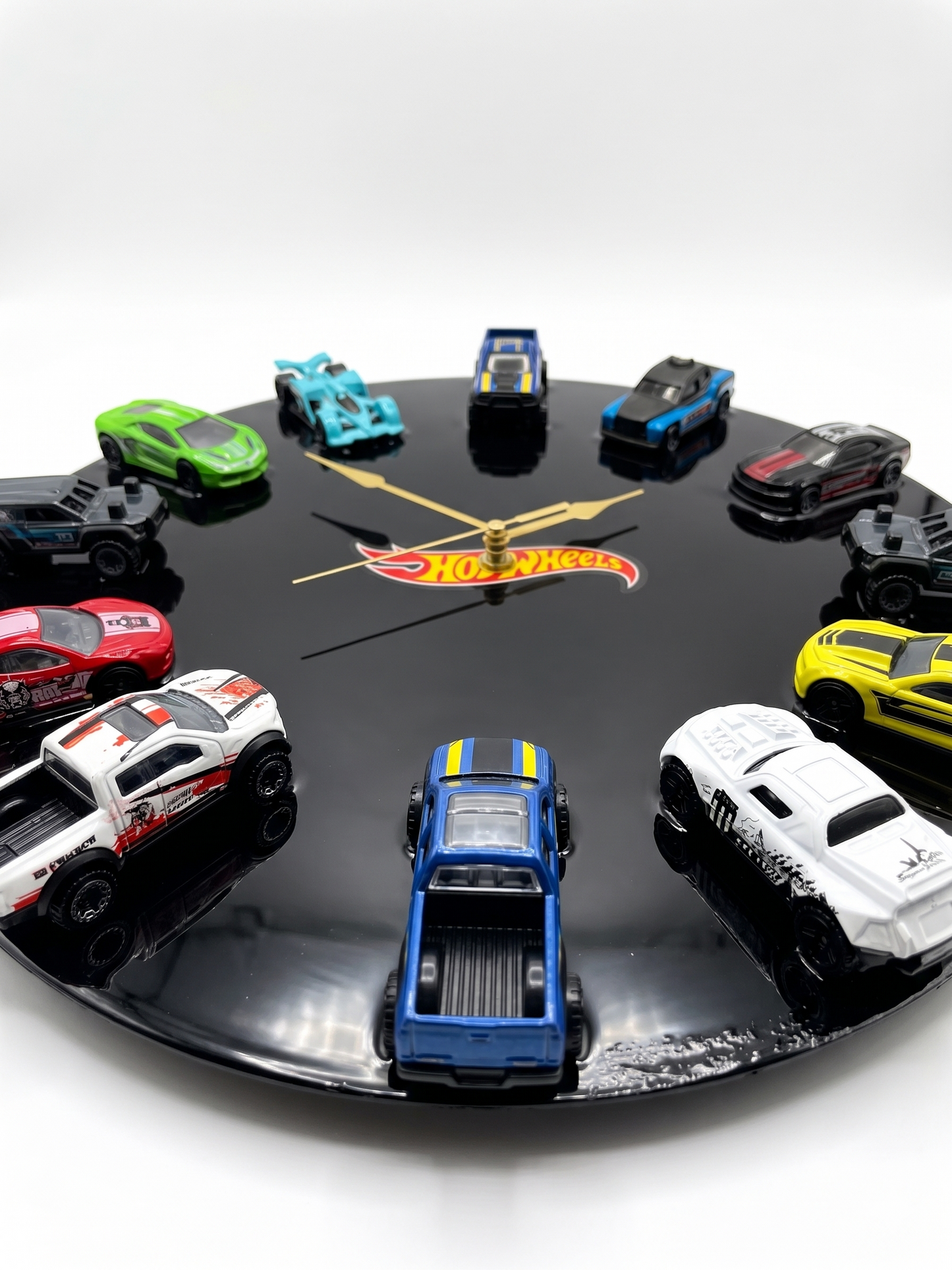 Hot Wheels Wall Clock with 12 Die-Cast Cars |  Room Decor | Unique Handmade Gift