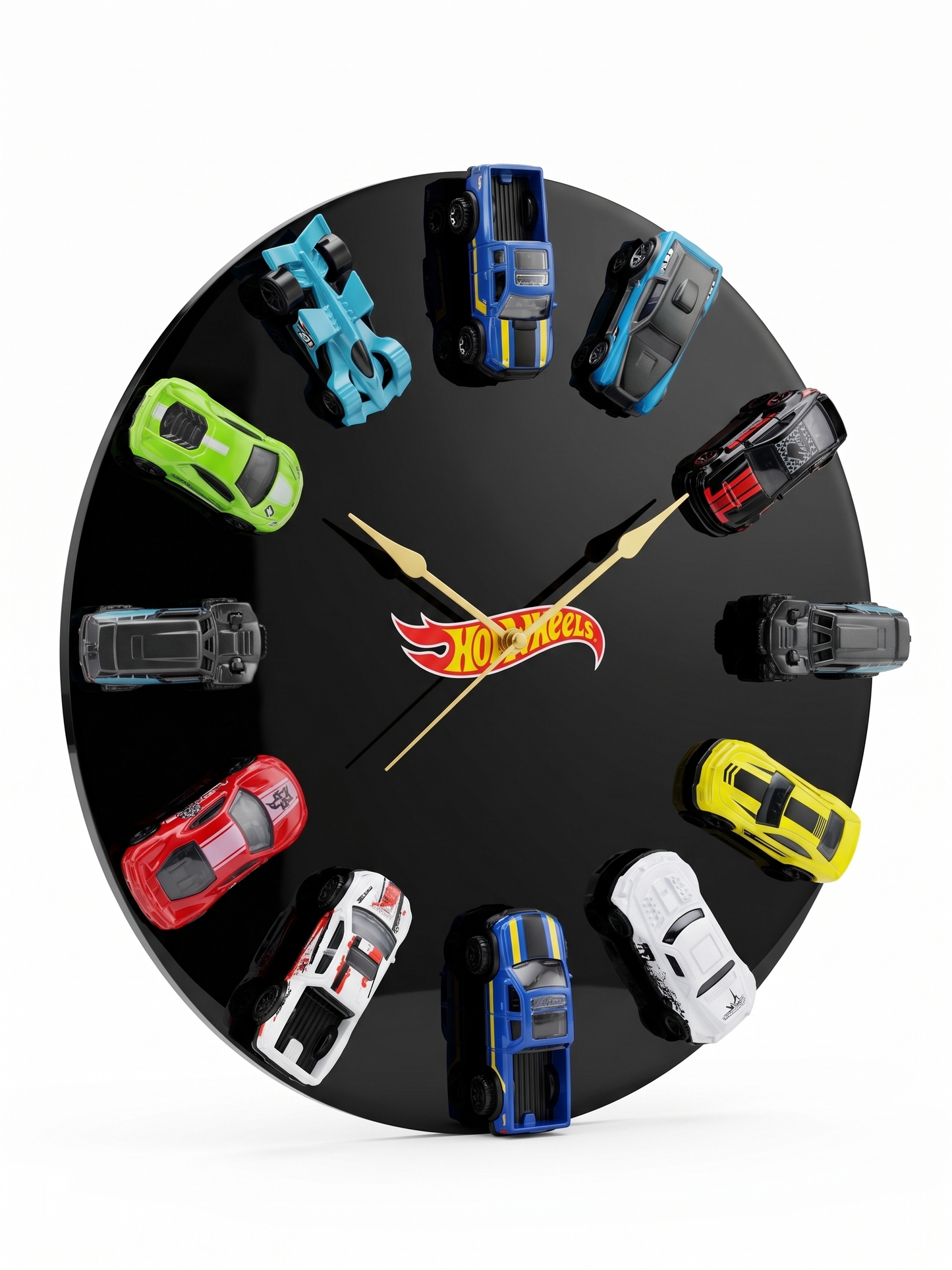 Hot Wheels Wall Clock with 12 Die-Cast Cars |  Room Decor | Unique Handmade Gift