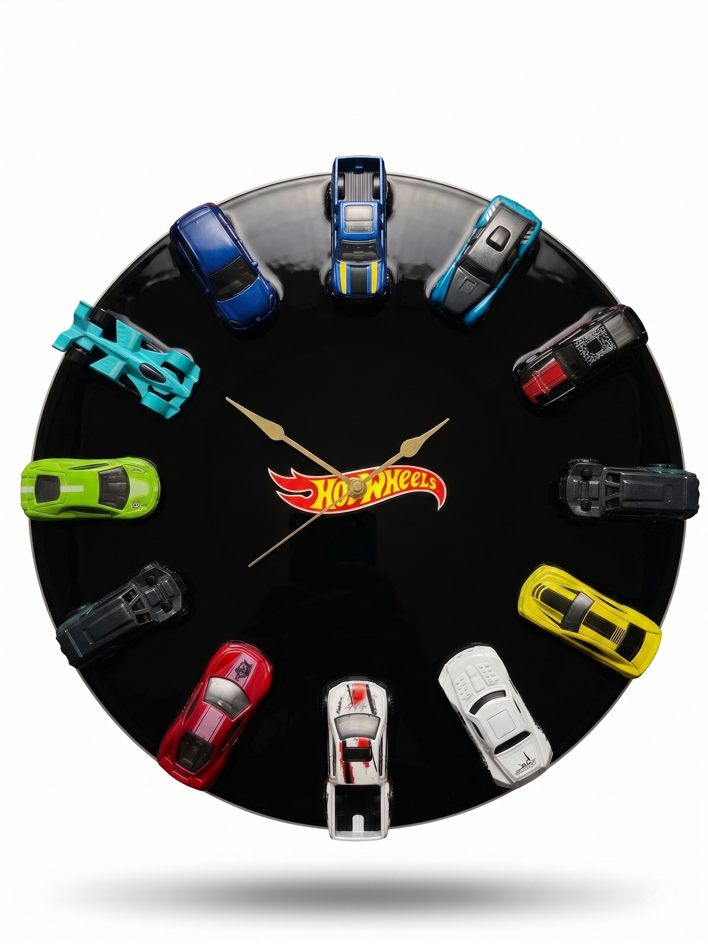 Hot Wheels Wall Clock with 12 Die-Cast Cars |  Room Decor | Unique Handmade Gift